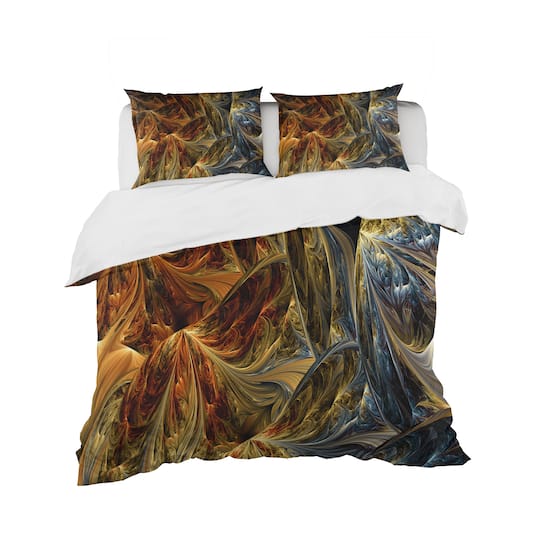 Designart 'Molten Gold Abstract' Modern & Contemporary Bedding Set - Duvet Cover & Shams